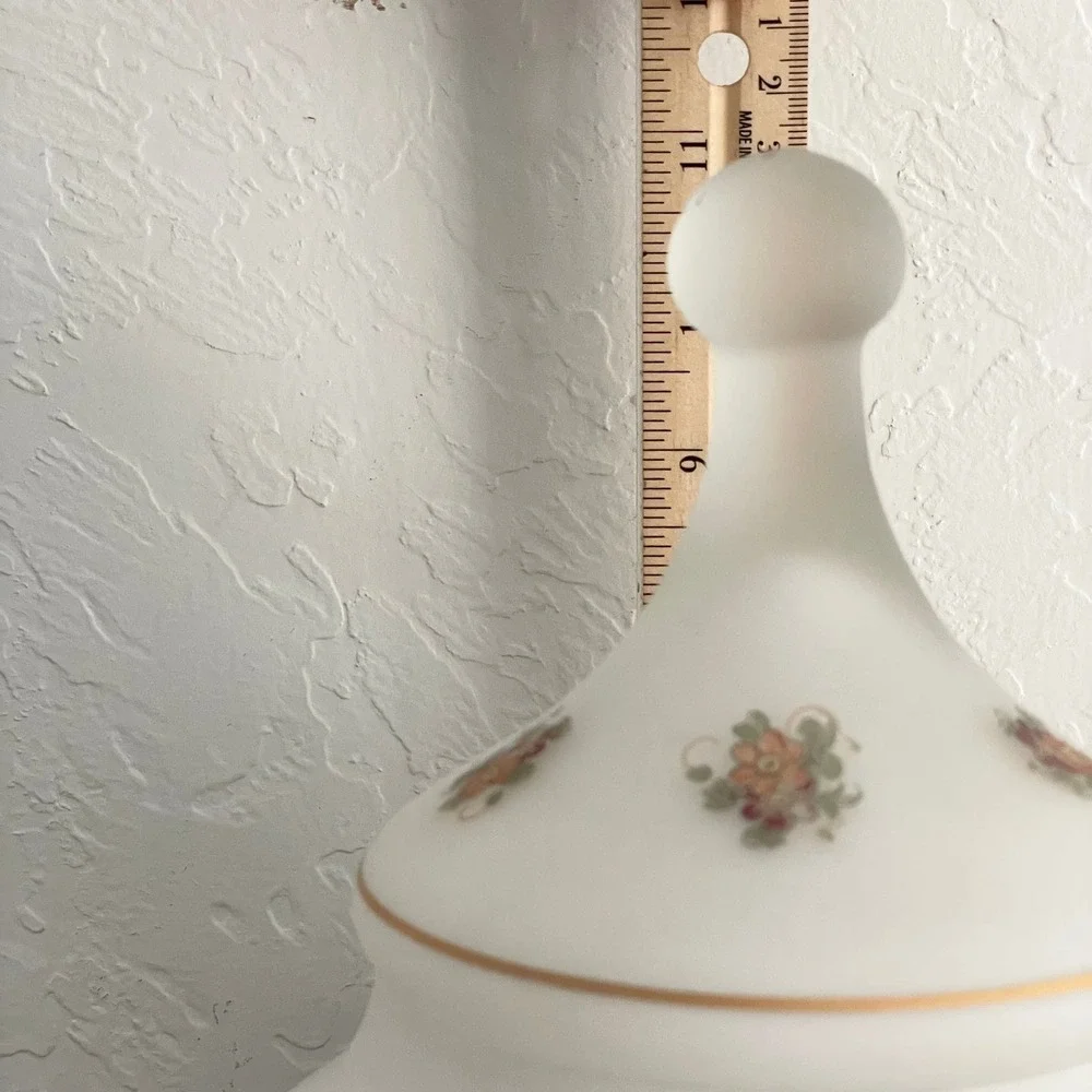 Vintage Norleans Frosted Satin Candy Dish Floral Jar Lidded‎ Hand painted